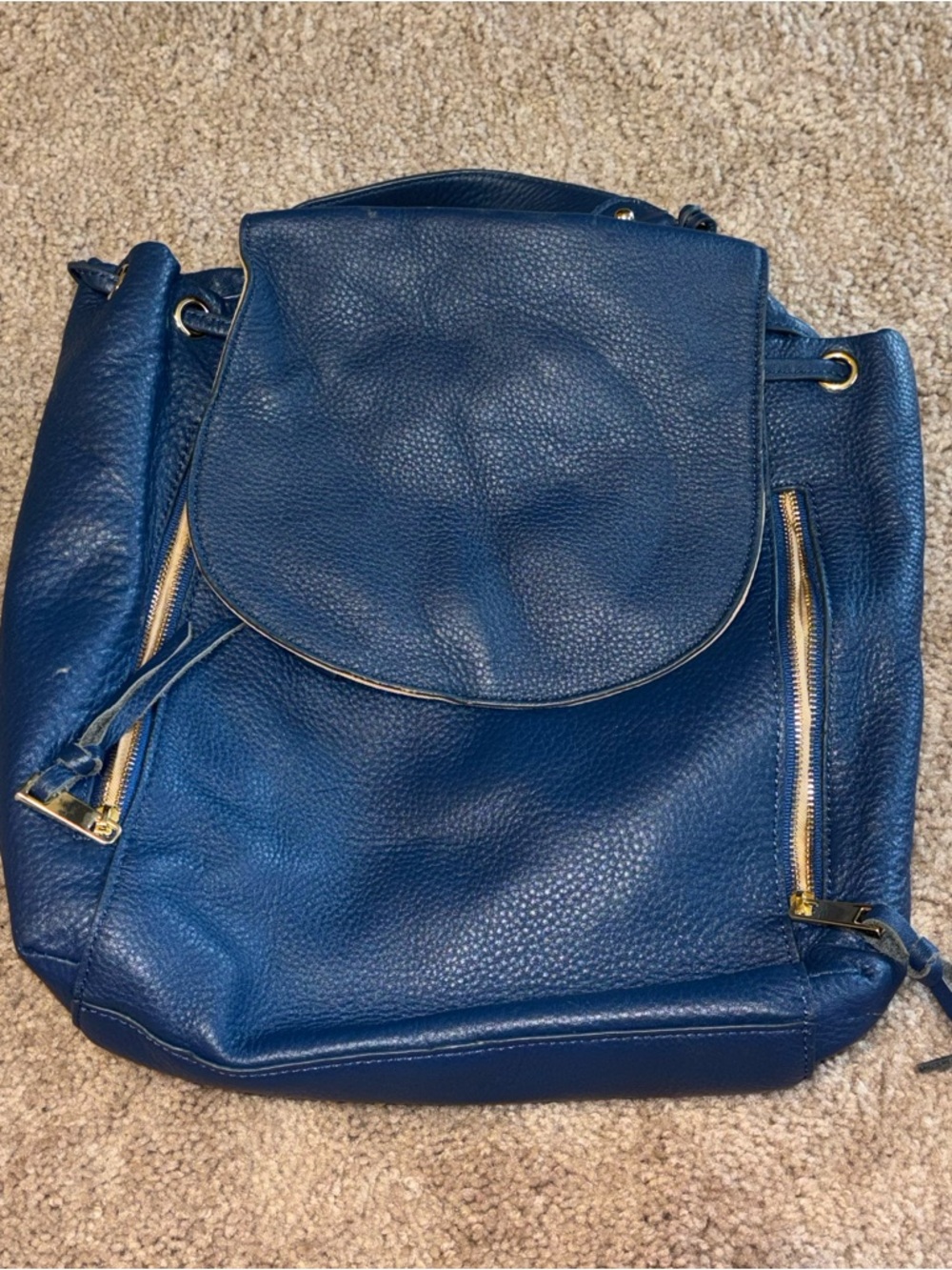 Levenger Pebbled Leather Flap Backpack